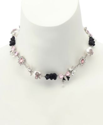 Faux Stone Teddy Bead Charm Collar Necklace