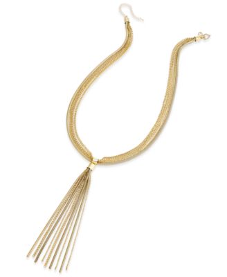 I.N.C. International Concepts - Gold-Tone Multi-Chain Tassel Long Lariat Necklace, 28" + 3" extender