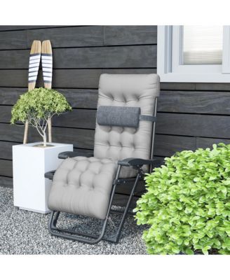 Padded Zero Gravity Chair w/ Cup Holder Tray,