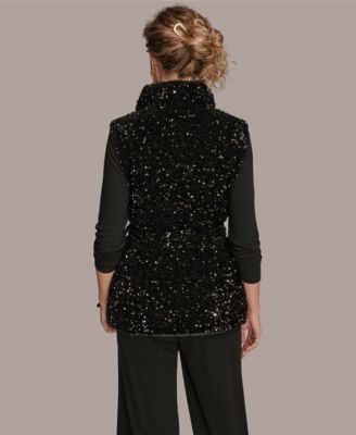 Women's Tie Waist Sequin Vest