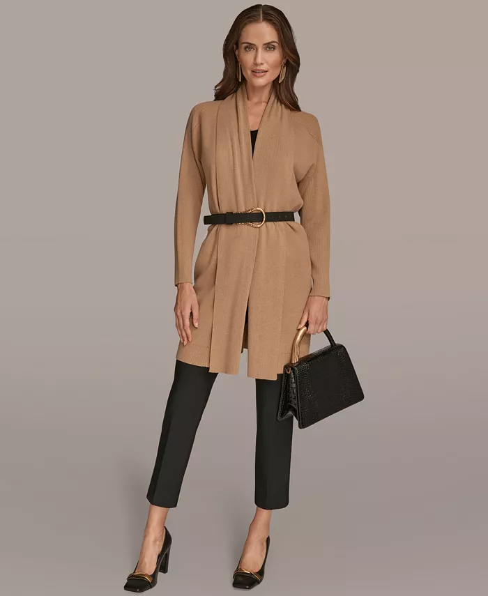 Women's Belted Open-Front Cardigan - thumbnail 4