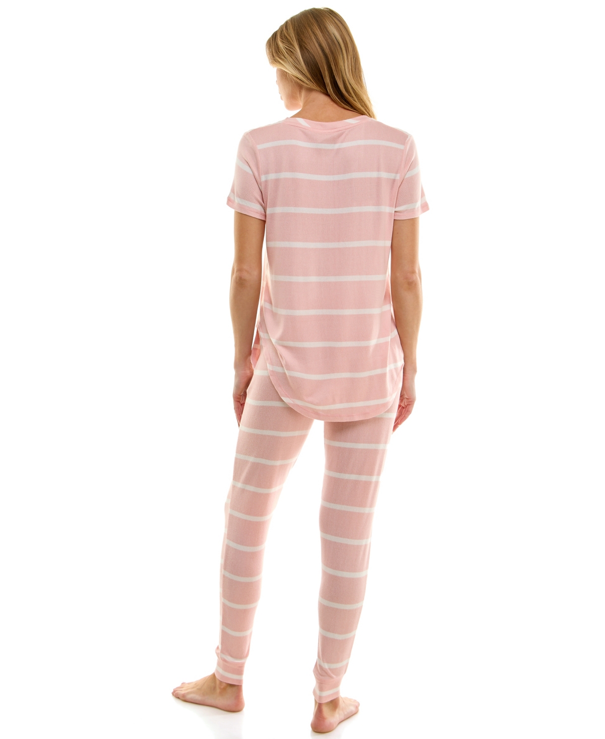 Roudelain V-neck T-shirt & Jogger Pants Pajama Set In Pink