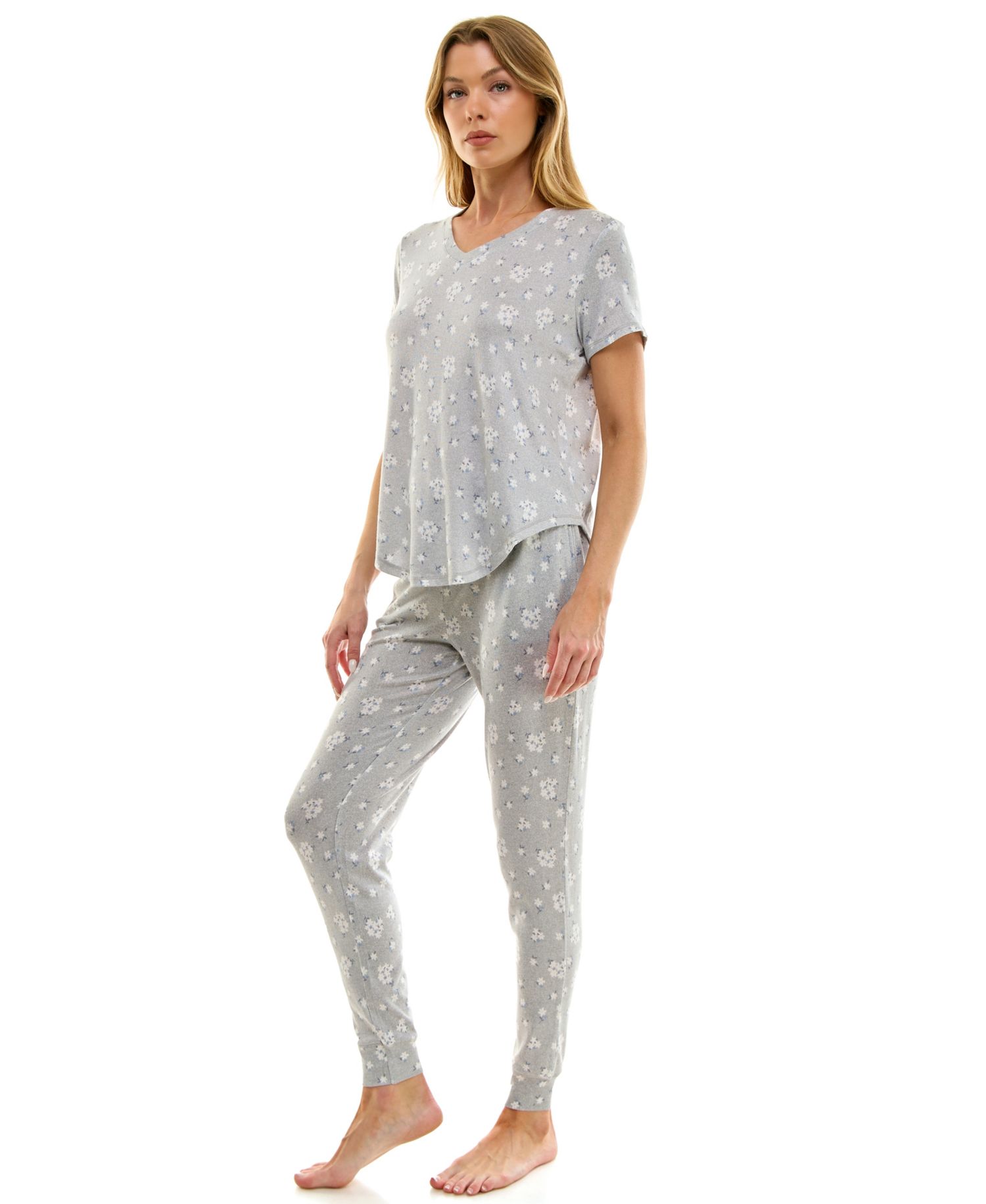 V-Neck T-Shirt & Jogger Pants Pajama Set