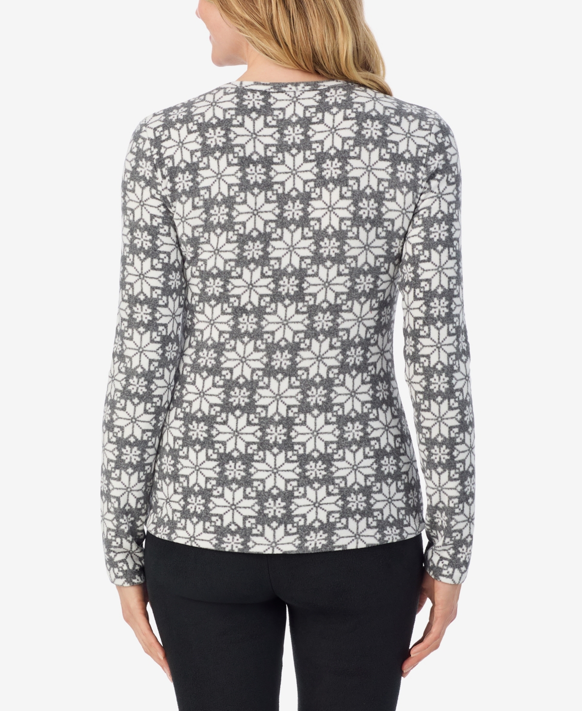 Cuddl Duds Petite Crew Neck Top In Gray