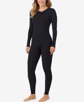 Stretch Rib Long Sleeve Henley Top