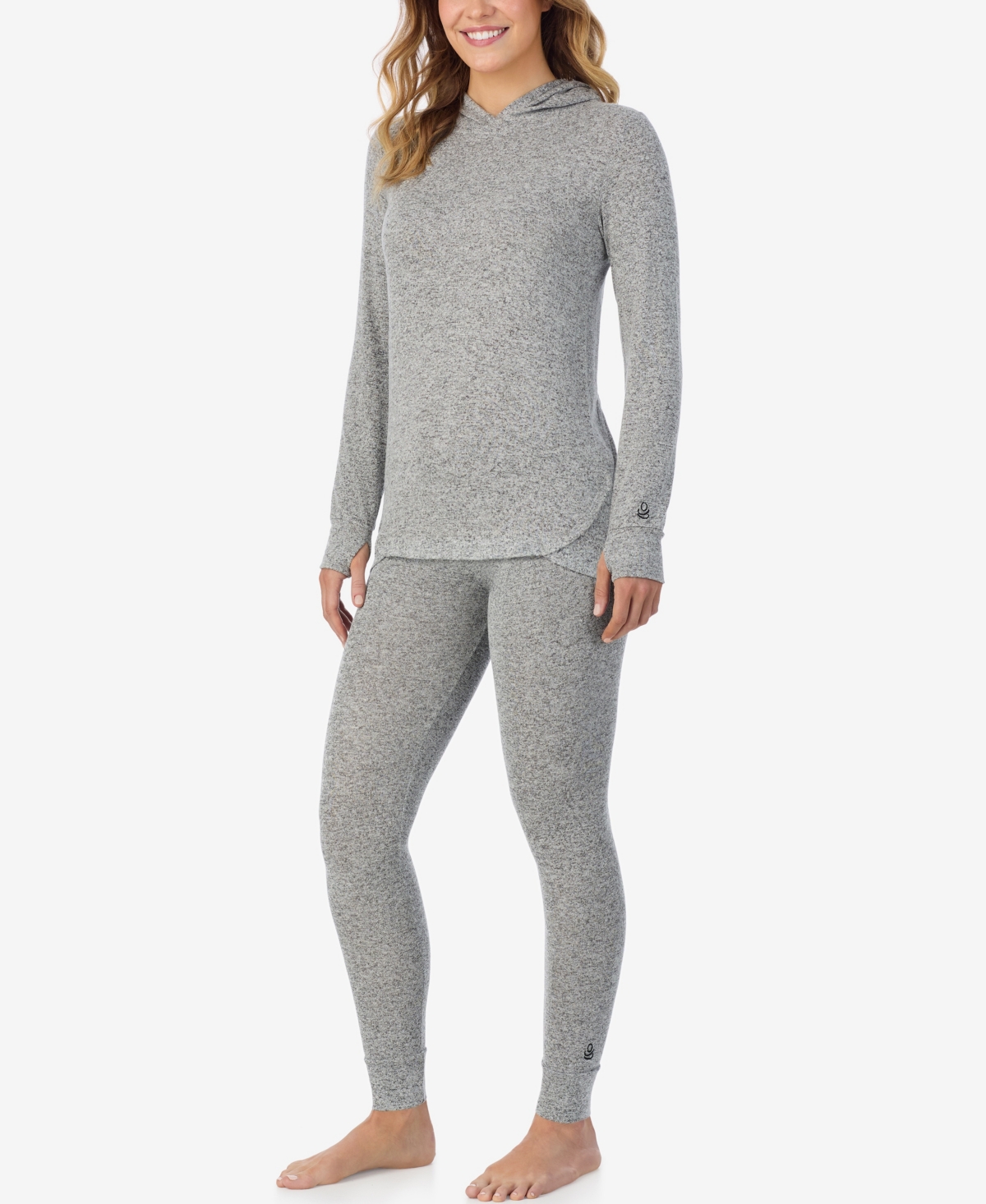 Cuddl Duds Petite Softknit Long-sleeve Tunic Hoodie In Gray