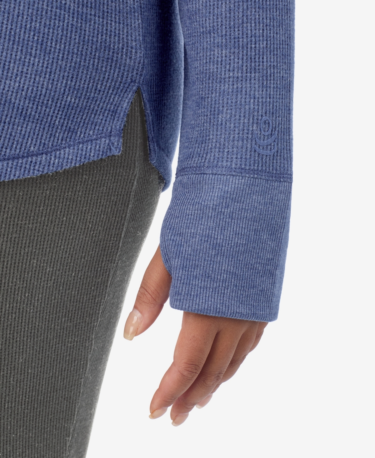 Cuddl Duds Plus Size Cozy Stretch Thermal Crew Neck Top In Blue
