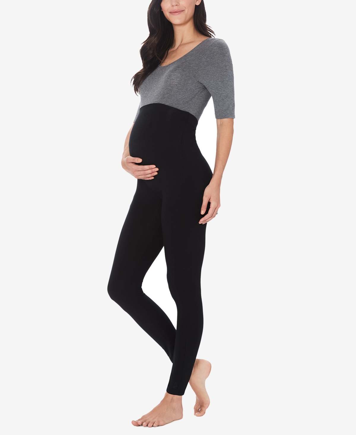 Cuddl Duds Petite Stretch Maternity Leggings In Black