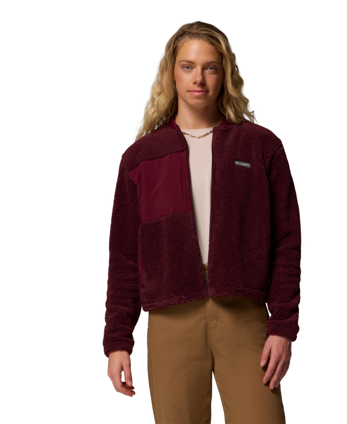 Columbia Women's Stellar Path Full Zip Bomber Jacket In Burgundy