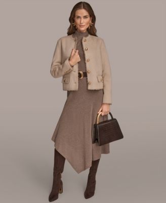 Women's Crewneck Button-Front Boxy Coat