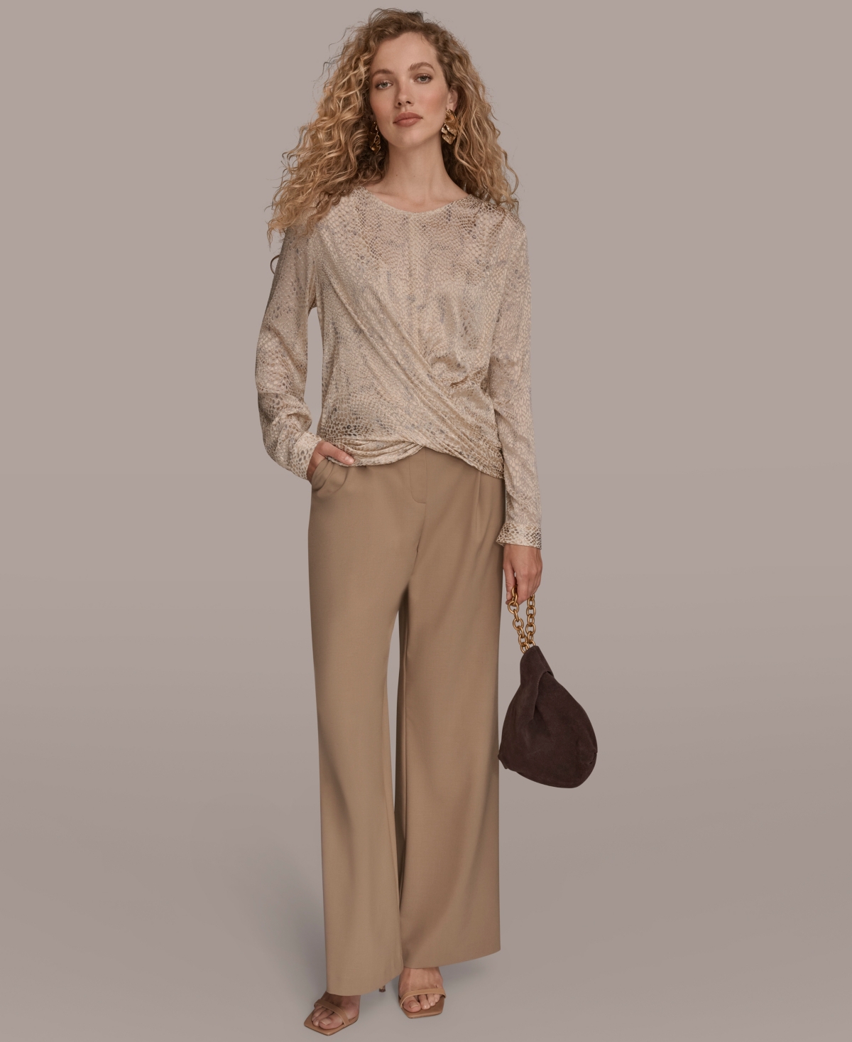 Donna Karan New York Women's Long Sleeve Drape Top