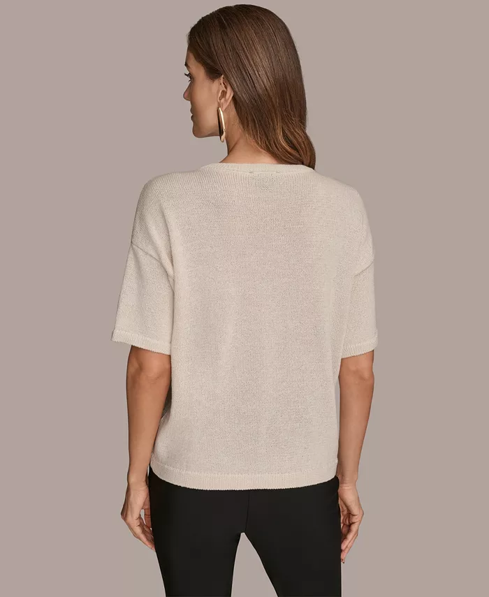 Women's Short Sleeve Sequin Sweater - thumbnail 8