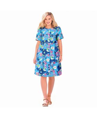 Plus Size Button-Front Short Essential Dress