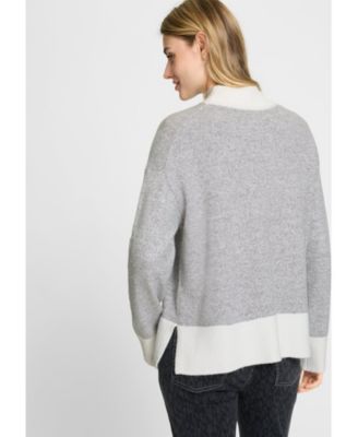 M&eacute;lange Knit Mock Neck Sweater