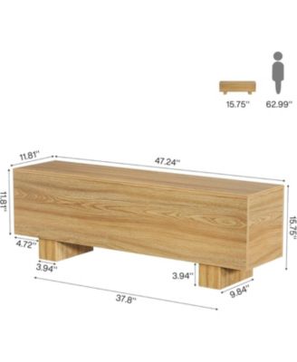 47.2" Entryway Bench, Wooden Bedroom Bench End of Bed, Easy Assembly