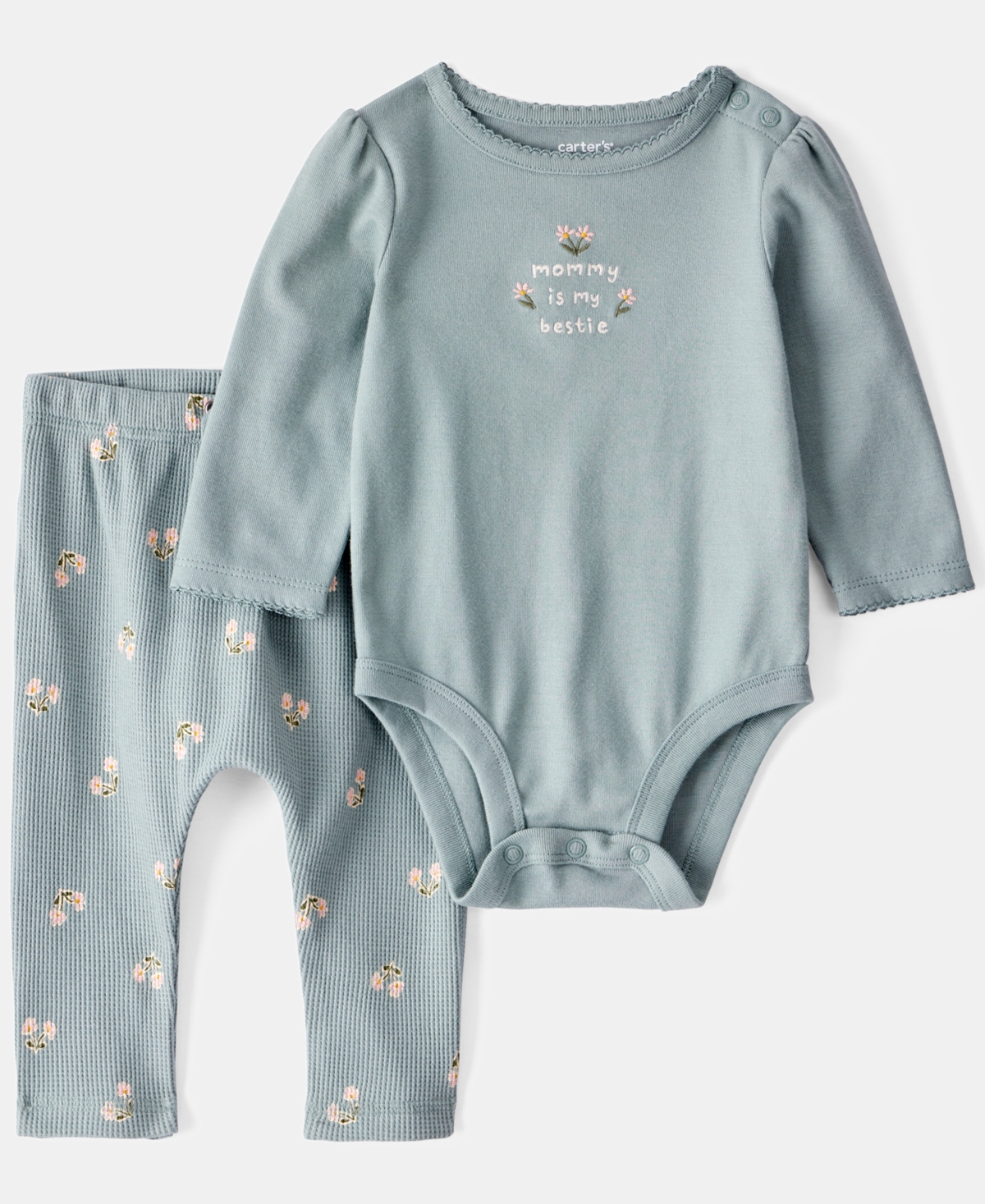 Carter's Baby Girls 2-piece Bodysuit And Pants Set In Green
