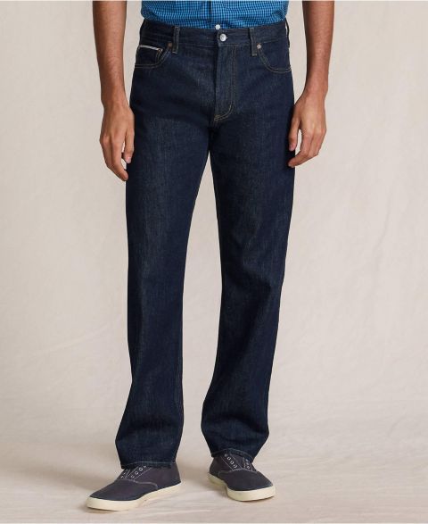 Мужские джинсы Lands' End Selvedge Jean, цвет: Тёмный морской