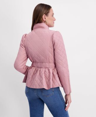 Women's Quilted Puff Sleeved Belted Jacket