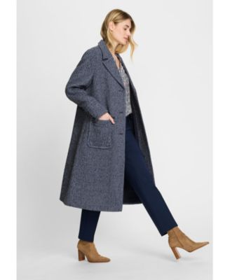 Wool Blend Herringbone Coat