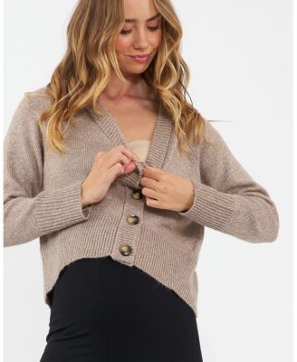 Maternity Chic Sunday Knit Cardigan in Mocha