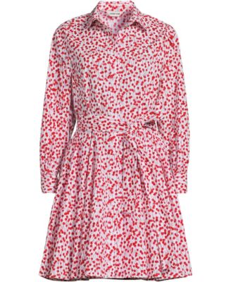 Women's Poplin Button Front Dress with Godets