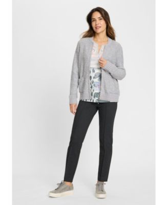 Women's Boucle Zip Front Cardigan