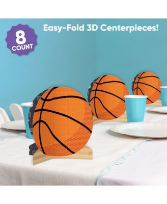 Freestanding 3D Basketball Centerpiece Table Decorations - 8 Count