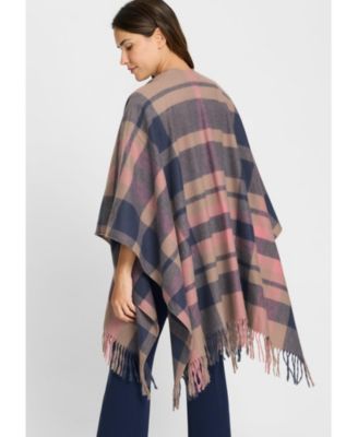 Plaid Cape with Fringe
