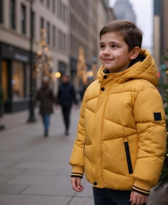 Boys Cozy Grid Puffer Jacket
