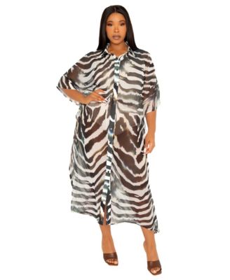 Women's Plus Size Print Shirtdress Cover Up