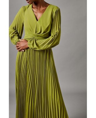 Women's Pleated Wrap Front Dress