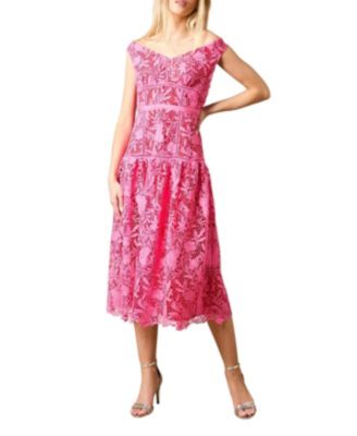 Women's Floral Lace Off The Shoulder Midi Dress