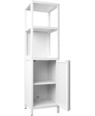 White Bamboo Storage Cabinet - Large Capacity Multifunctional Furniture for Bathroom and Living Room