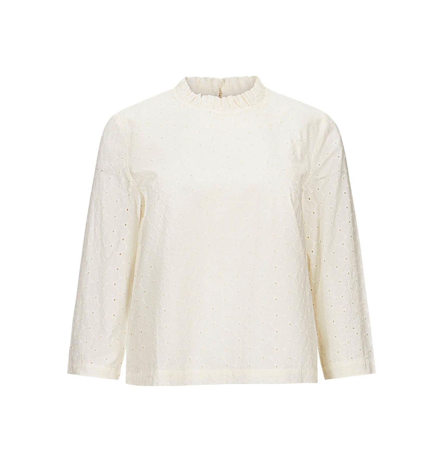 Женский топ Hope & Henry Organic Ruffle Neck Eyelet, цвет: Слоновая кость — фото 4