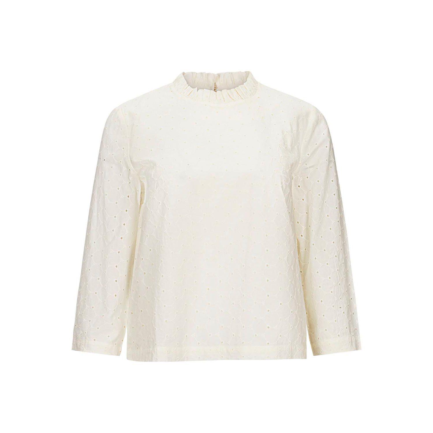 Women's Hope and Henry Organic Ruffle Neck Eyelet Top