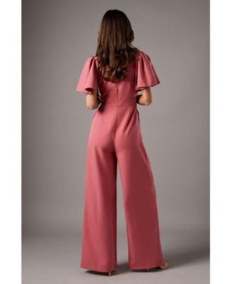 Women's Flutter Sleeve Plunge Jumpsuit