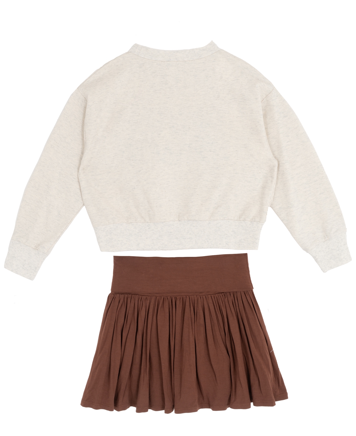 Rare Editions Big Girls' Touch Down Sweatshirt With Fold Over Skort, 2 Pc In Brown