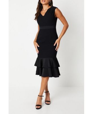 Women's Satin Back Crepe Dress With Peplum