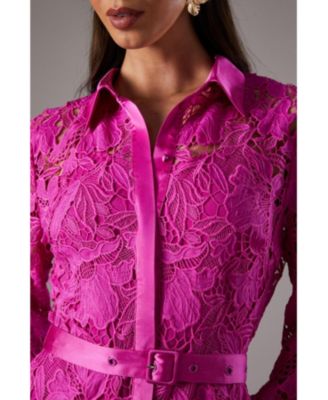 Women's Lace Long Sleeve Shirt Dress