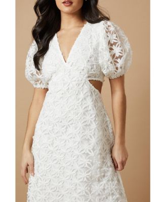 Textured Cutout Detail Midi Dress