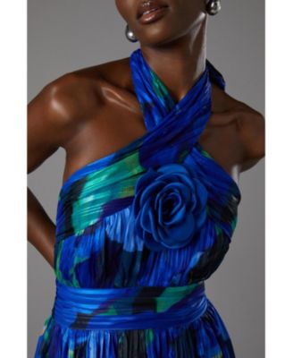 Women's Tiered Halter Tie Neck Maxi Dress