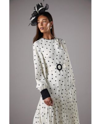 Long Sleeve Pleated Midi Dress