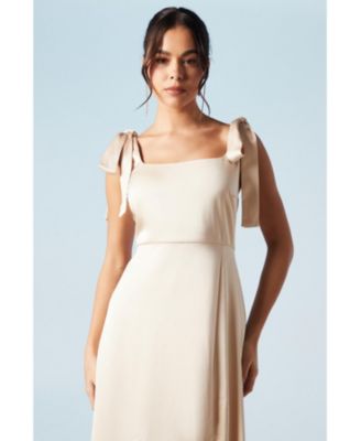 Women's Satin Midi Bridesmaid Dress