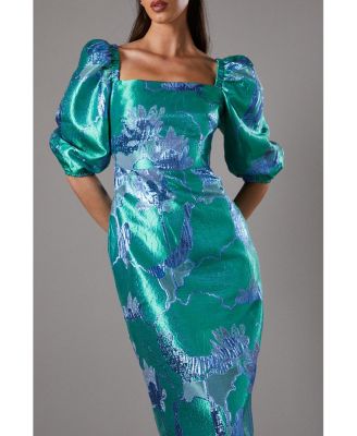 Bubble Sleeve Jacquard Dress