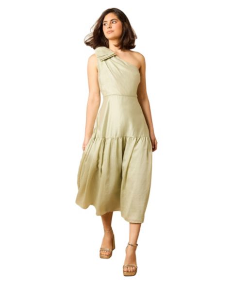 Женское платье Oasis Bow Shoulder Detail Midi, цвет: Фисташковый