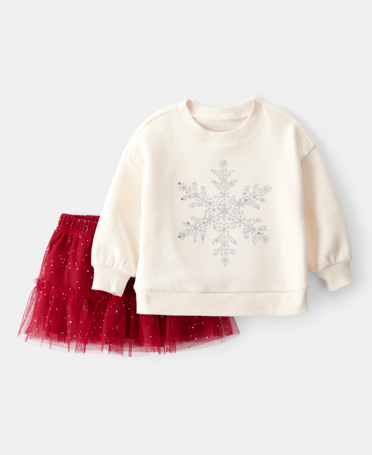 Carter's Baby Girls 2-piece Long-sleeve Top And Skirt Set In Multi
