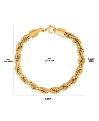 Mens Gold-Tone Rope Chain Bracelet - 9'' Chain