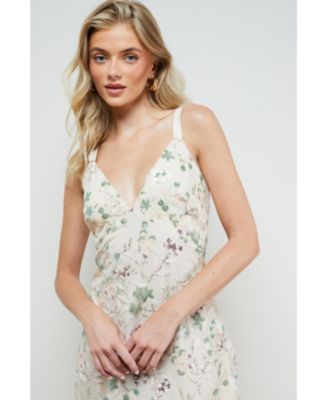 Women's Hand Embellished V-Neck Midi Dress