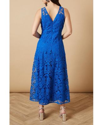 Women's Floral Lace V-Neck Midi Dress