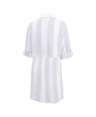 Women's Khaki Houston Astros Rugby Beach Boyfriend Full-Button Top